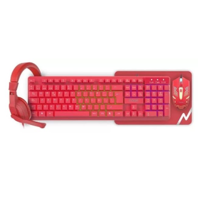 GENERICO - Combo Gamer 4 En 1 Teclado + Mouse + Mousepad + Audifonos Rojo