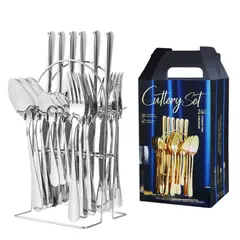 CRUSEC - Set De 24 Cubiertos De Acero Inoxidable Deluxe