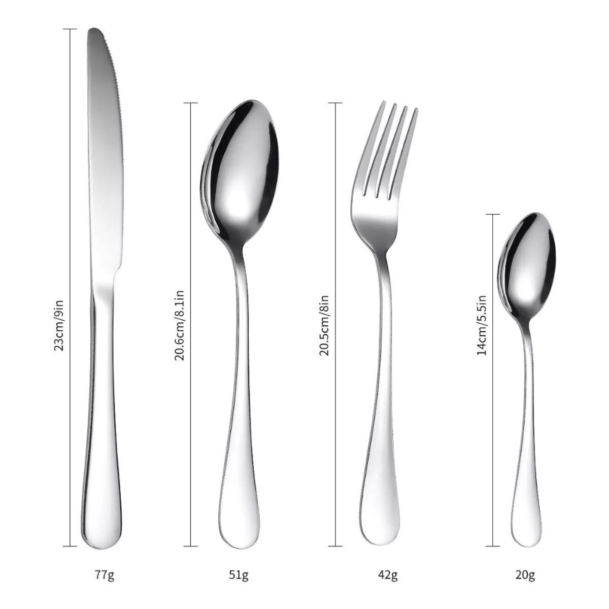 CRUSEC - Set De 24 Cubiertos De Acero Inoxidable Deluxe