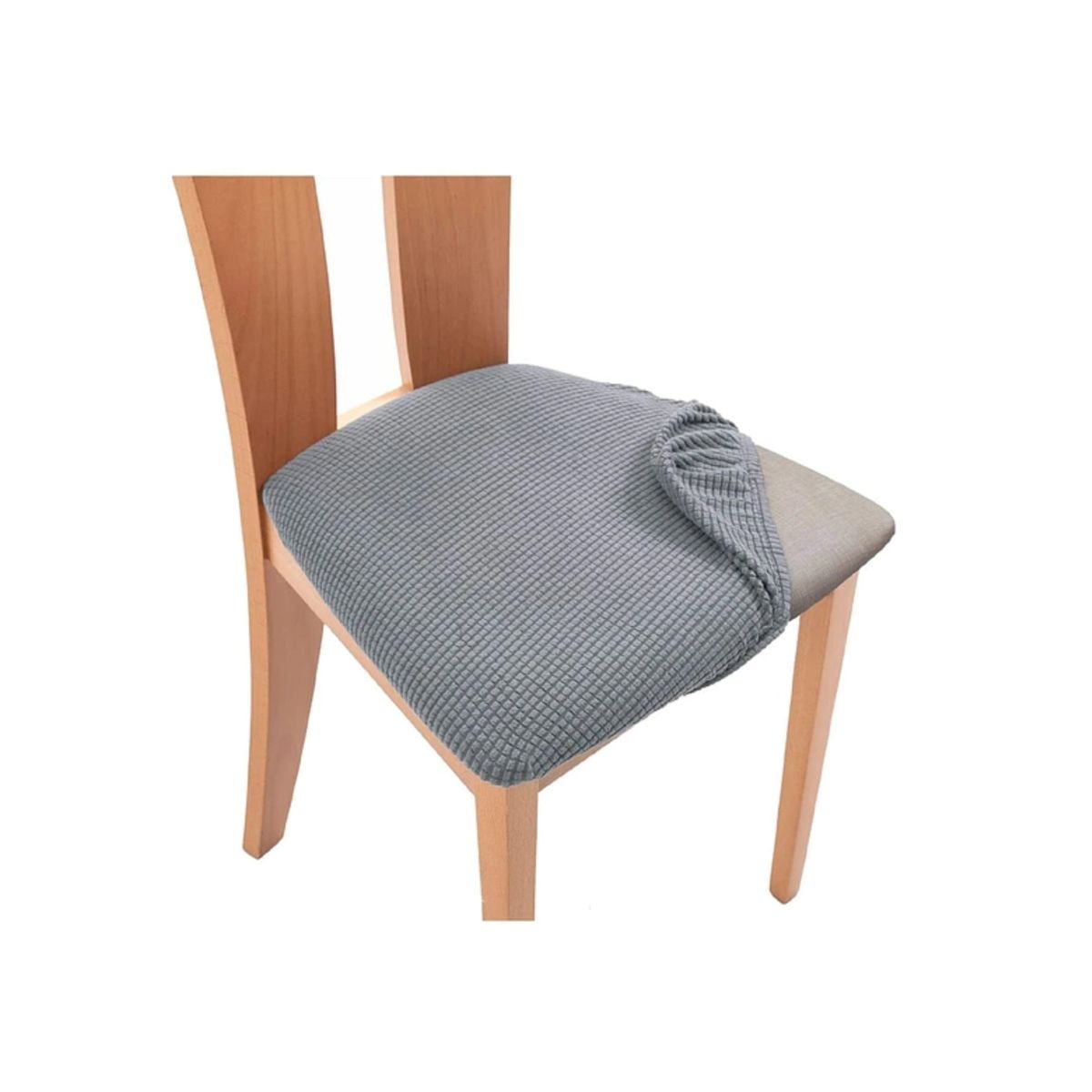 GENERICO - Pack 6 Fundas De Asientos Cuadrille GRIS Para Sillas De Comedor