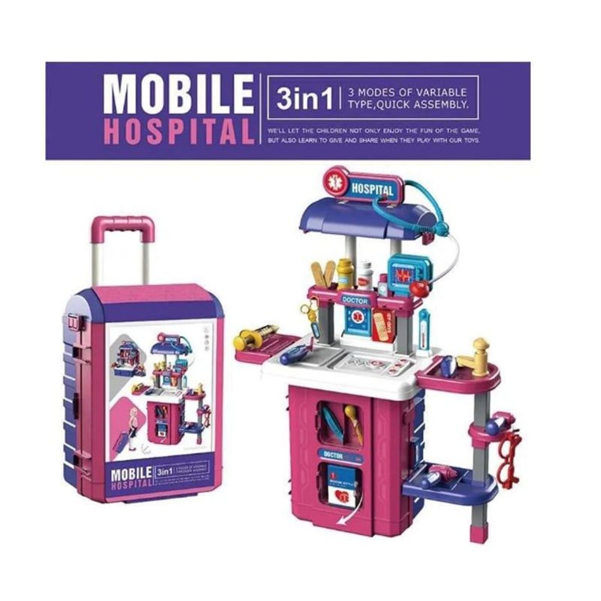 GENERICO - Maleta De Juegos 3 En 1 - Hospital Móvil Para Doctores