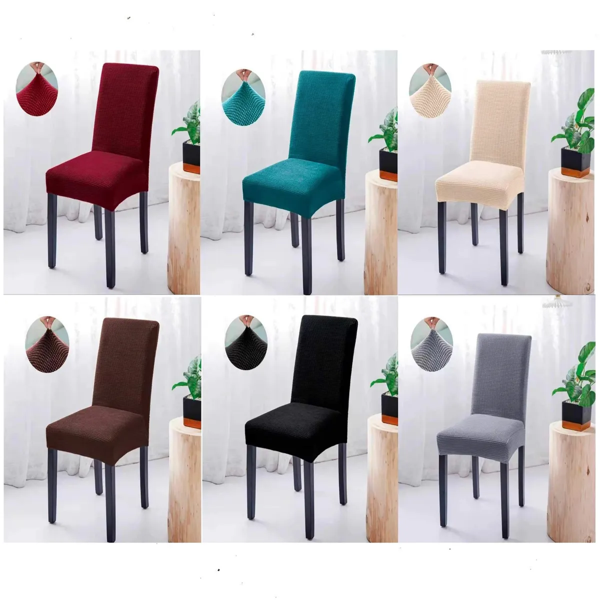 GENERICO - Pack 6 Fundas De Silla Cuadrille BURDEO Para Sillas De Comedor