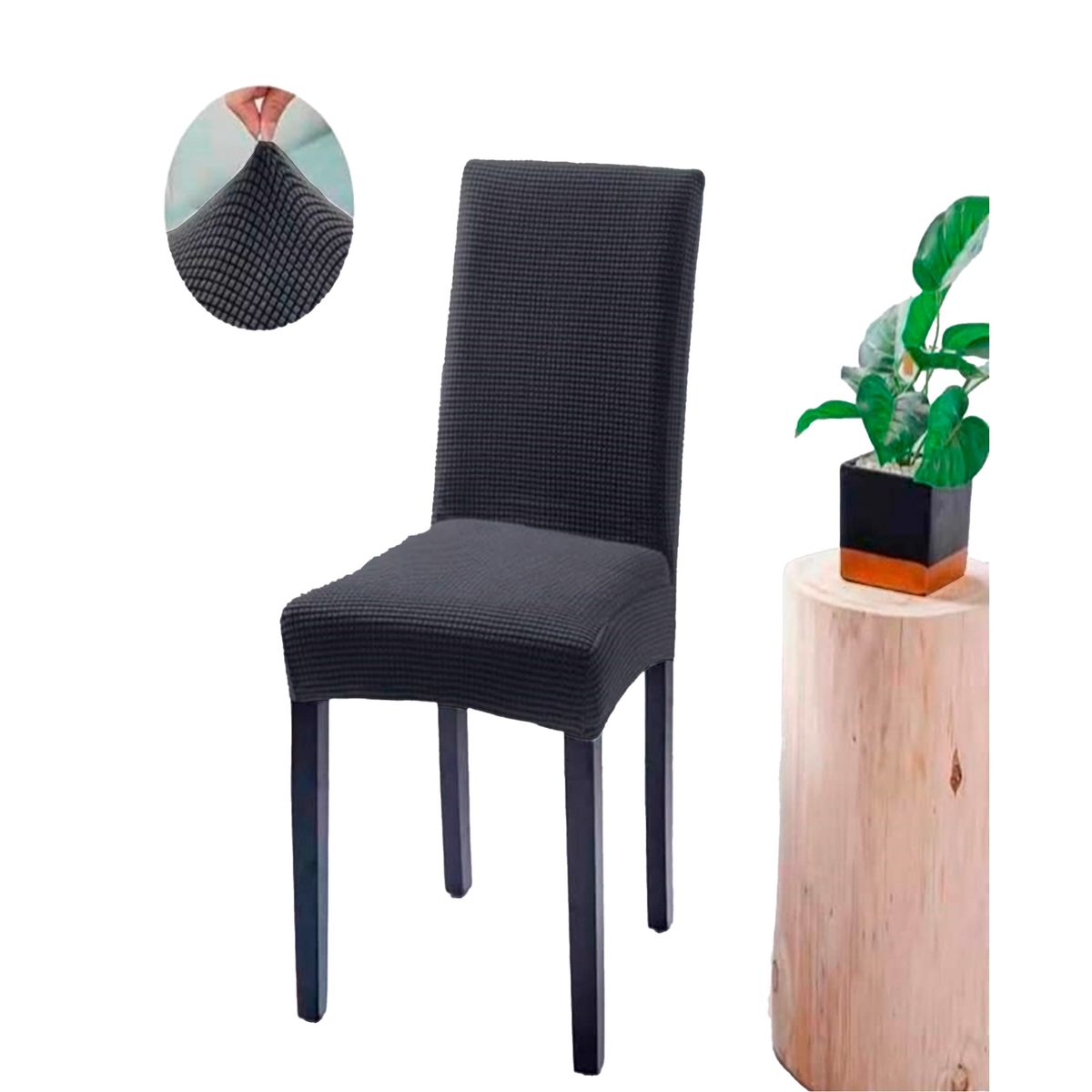 GENERICO - Pack 6 Fundas De Silla Cuadrille GRIS Oscuro Para Sillas De Comedor