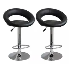 GENERICO - Pack 2 Silla Piso Bar Altura Regulable Taburete Respaldo