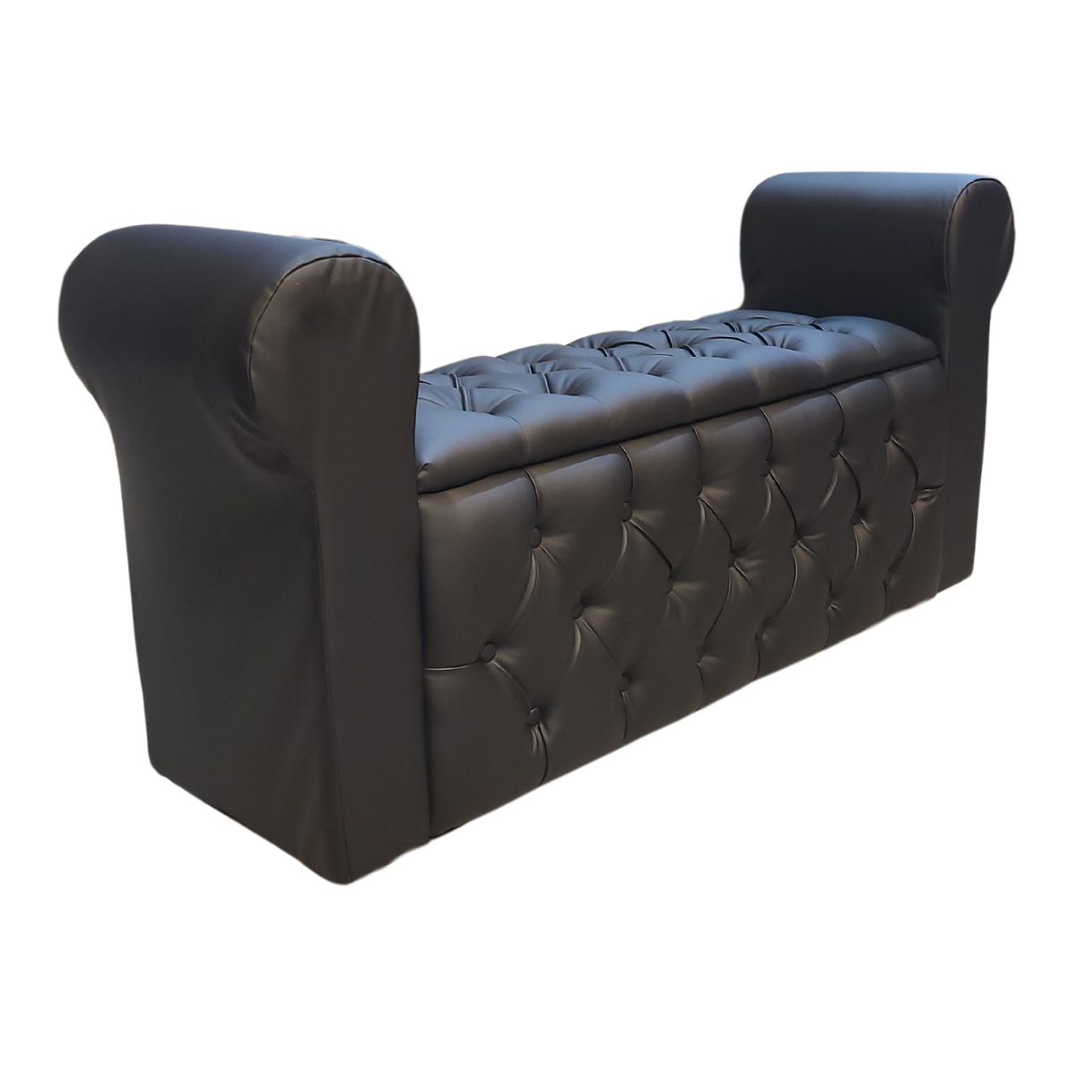 GENERICO - Banqueta Baúl Botone Con Brazos Negra Eco Cuero Muebles Rimar