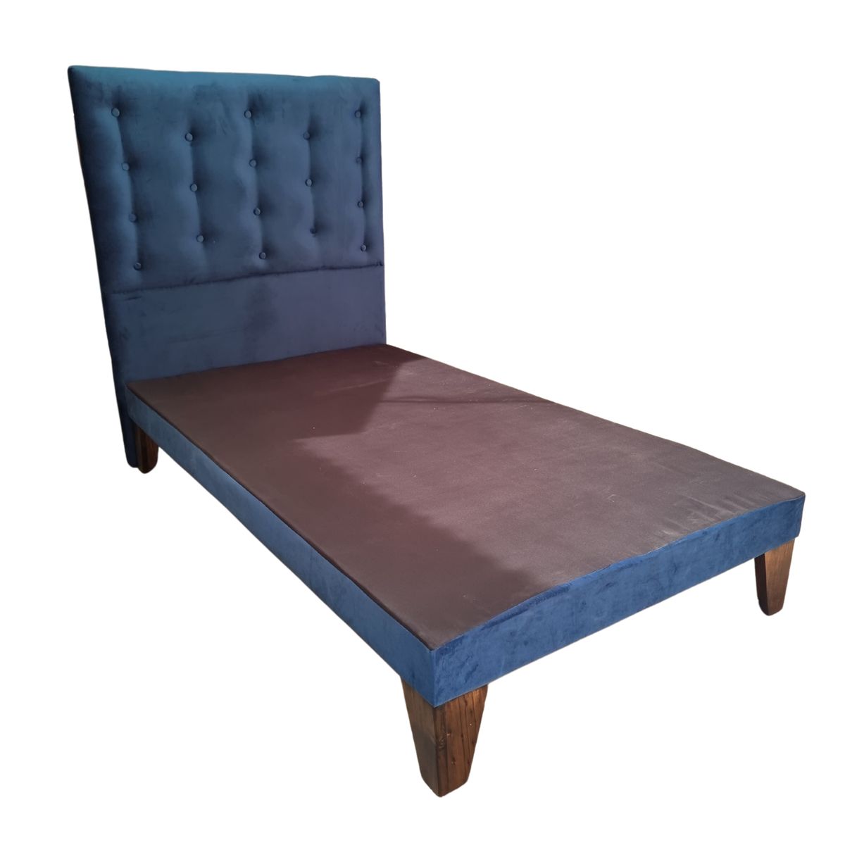 GENERICO - Base Europea 1.5P  Respaldo Azul Marino Felpa a Piso Botone