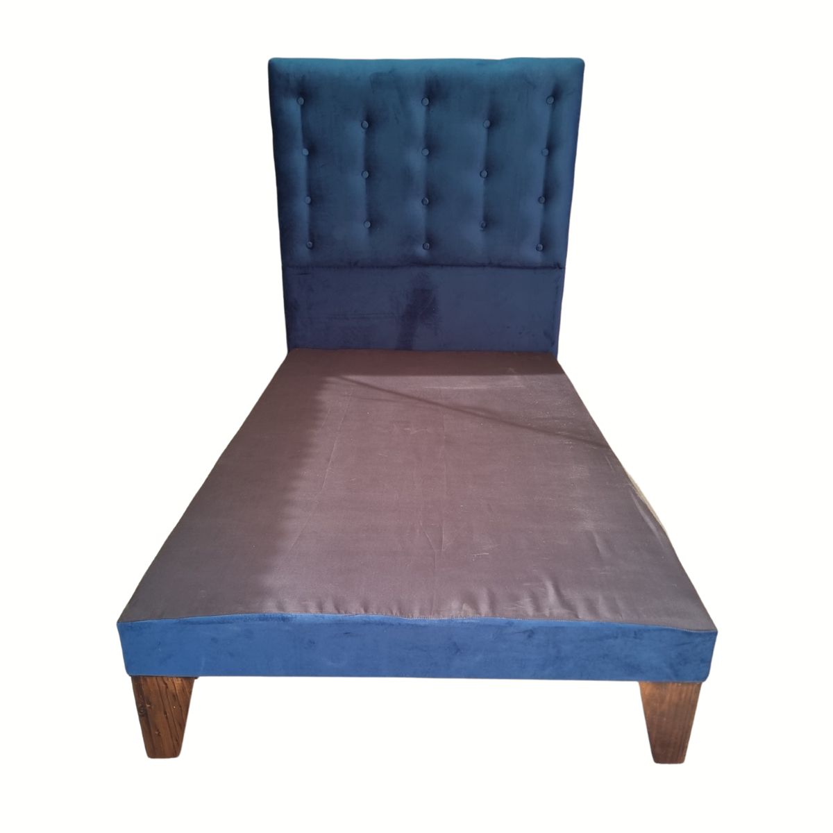 GENERICO - Base Europea 1.5P  Respaldo Azul Marino Felpa a Piso Botone