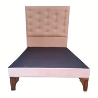 Base Europea 1.5P Respaldo Rosa Pastel Felpa a Piso Botón Diamante