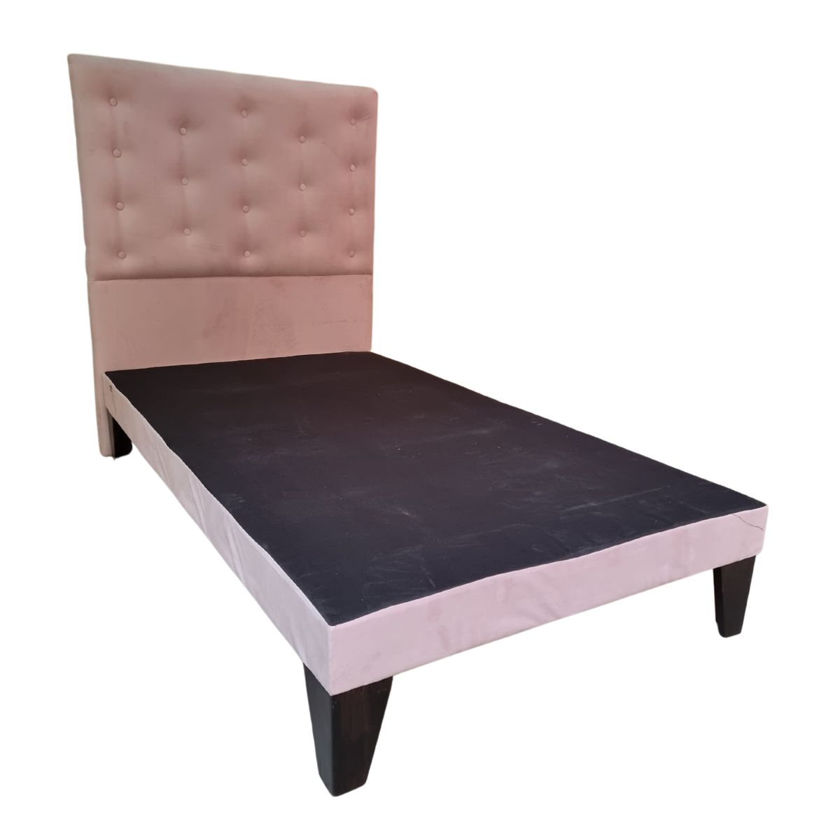 GENERICO - Base Europea 1.5P  Respaldo Rosa Pastel Felpa a Piso Botone