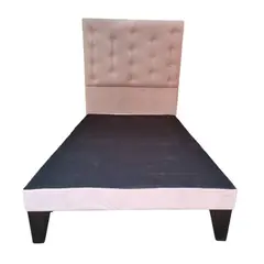 GENERICO - Base Europea 1.5P Respaldo Rosa Pastel Felpa a Piso Botone