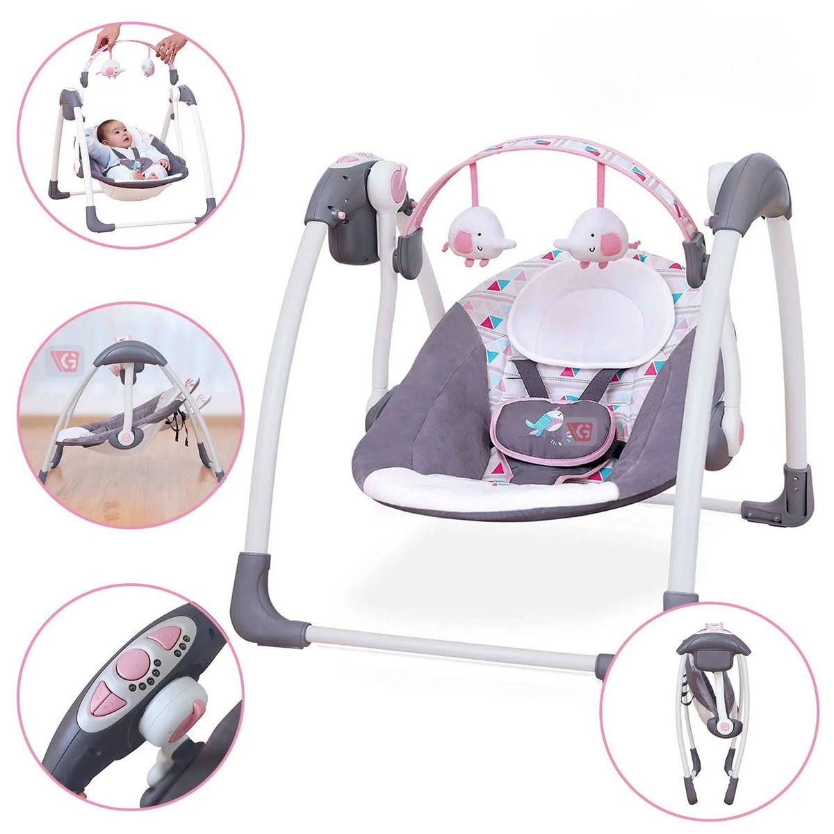 ACTUAL - Silla Mecedora Para Bebés Reclinable Ajustable Con Música