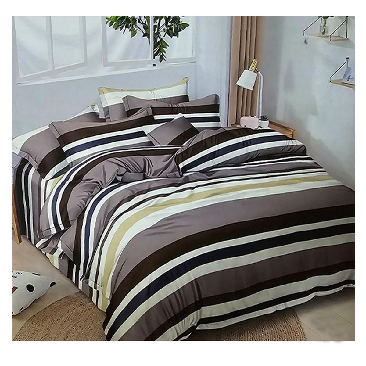 GENERICO - Sabana 800 Hilos 2.0 Plazas Estilo Americano Cafe Lineas