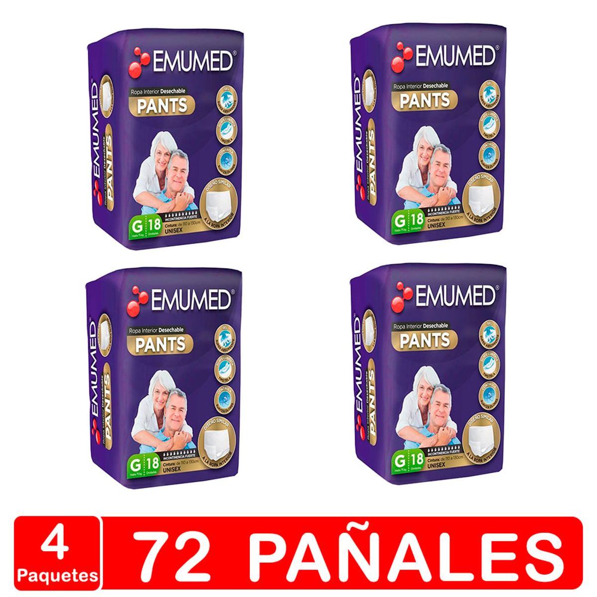 EMUMED - Pañales Adulto - Emumed Pants - Talla G - 72 Uds.