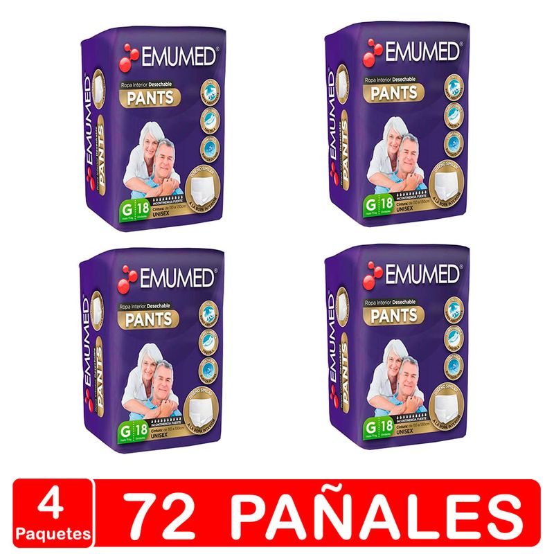 EMUMED - Pañales Adulto - Emumed Pants - Talla G - 72 Uds.