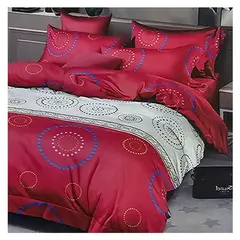 GENERICO - Sabana 800 Hilos 2.0 Plazas Estilo Americano Rojo Circulo