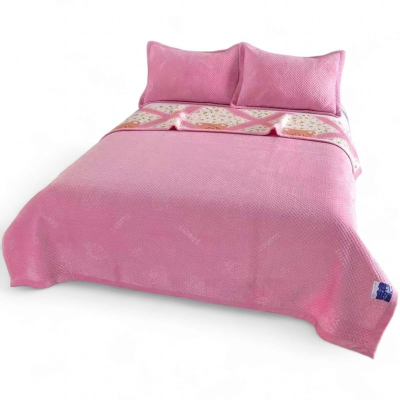 GENERICO - Cobertor Reversible Plush Y Quilt De Verano 2 Plazas Color Rosado