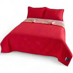 GENERICO - Cobertor Reversible Plush Y Quilt De Verano 2 Plazas Color Rojo