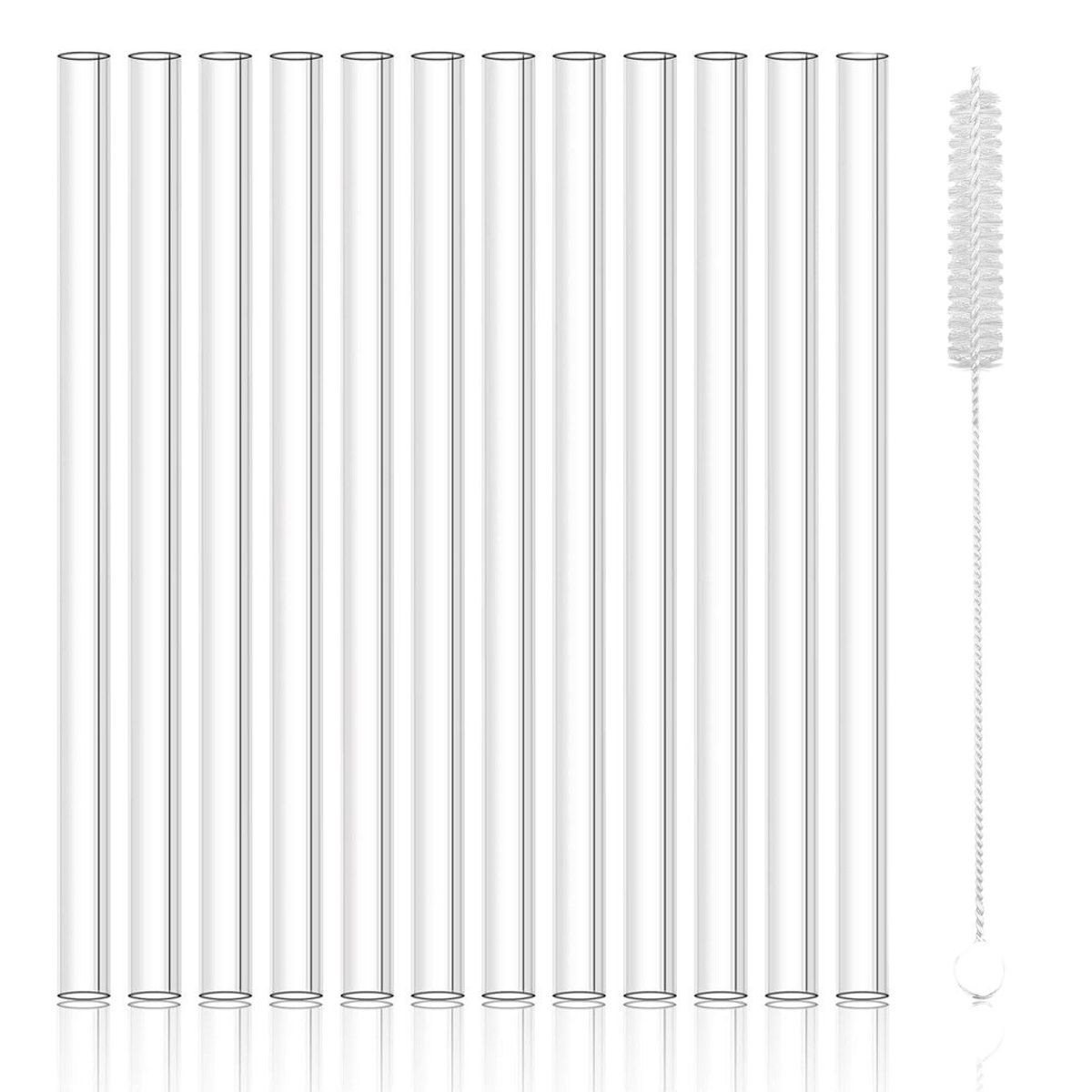 180 COMPOSTABLE - Pack De 12 Bombillas De Vidrio De 200mm X 8mm + Cepillo