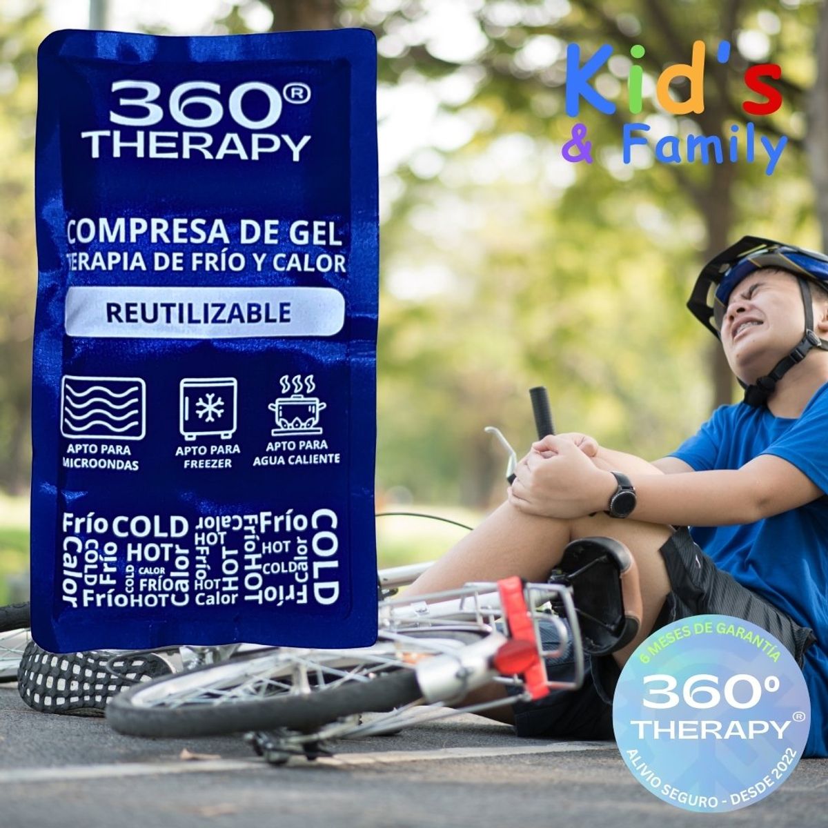 360 THERAPY - Gel Pack Frío Calor Talla L 13x23cm Azul