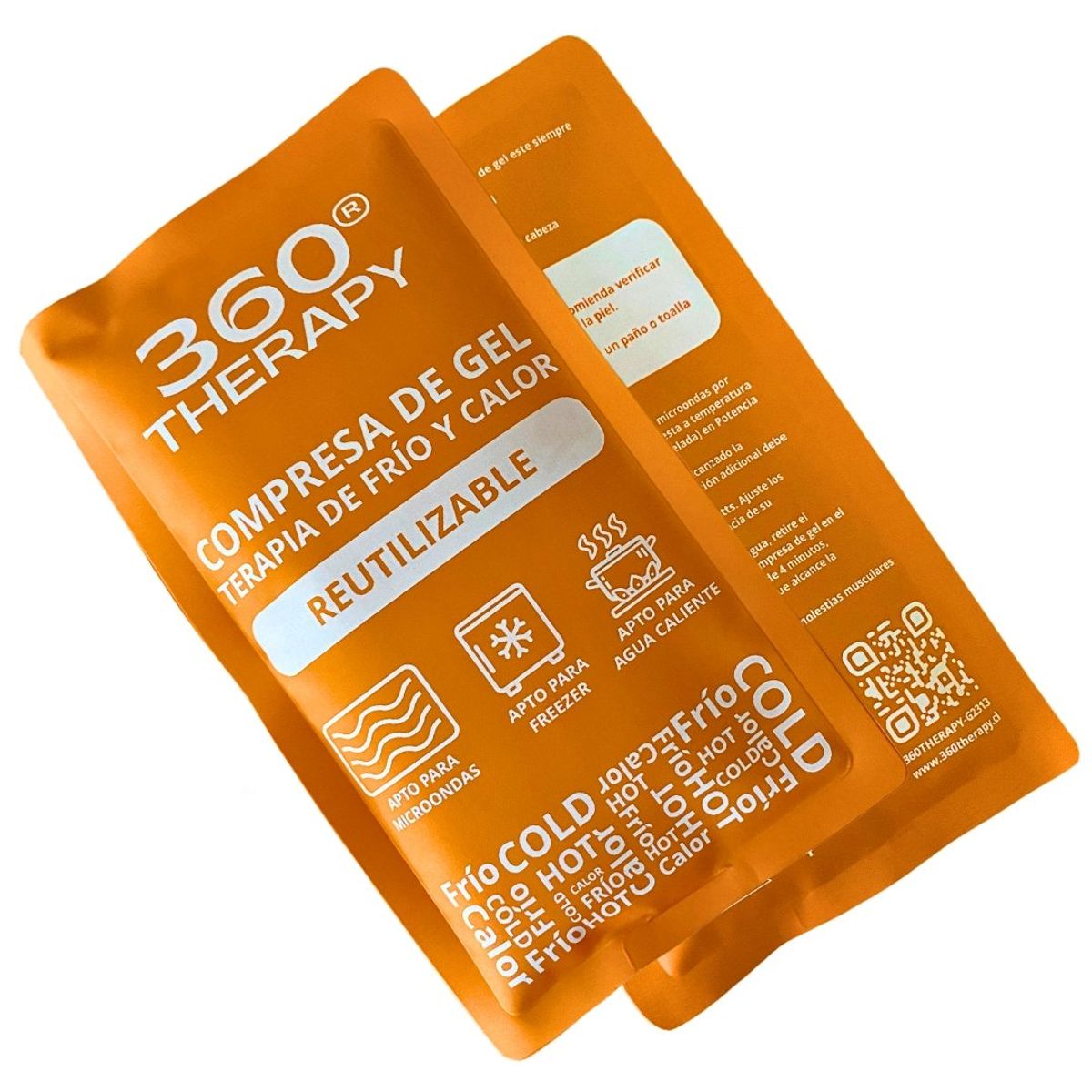 360 THERAPY - Gel Pack Frío Calor Talla L 13x23cm Naranja