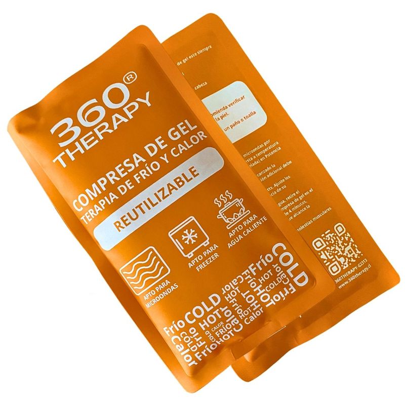360 THERAPY - Gel Pack Frío Calor Talla L 13x23cm Naranja