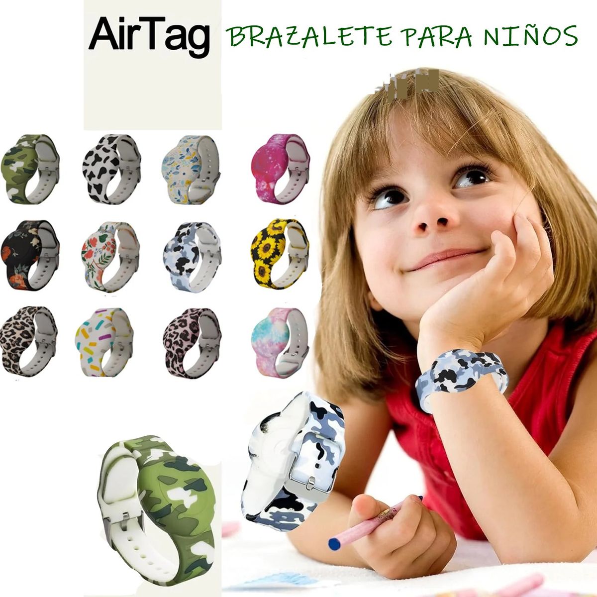 GENERICO - Funda tipo pulsera porta AIRTAG para niños diseño DULCES