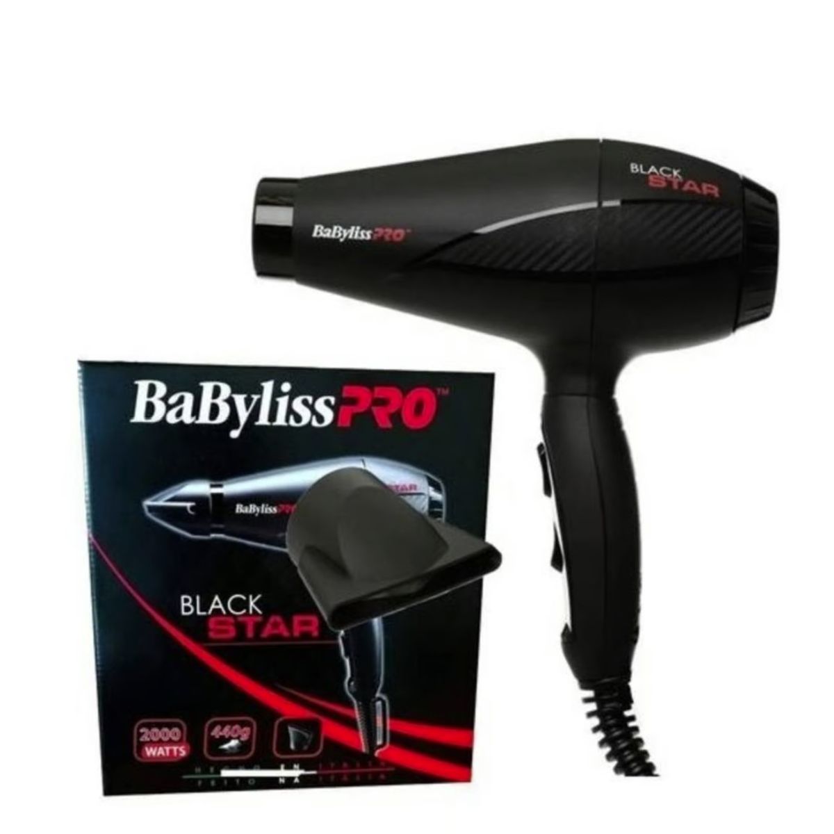 BABYLISS PRO - Secador de pelo profesional BaBylissPRO Black Star BAB6200UZ Negro