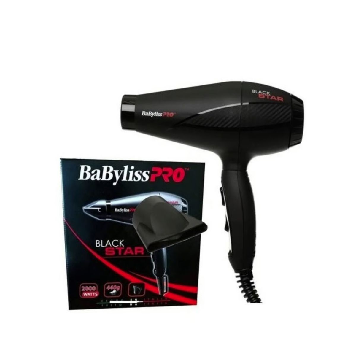 BABYLISS PRO - Secador de pelo profesional BaBylissPRO Black Star BAB6200UZ Negro