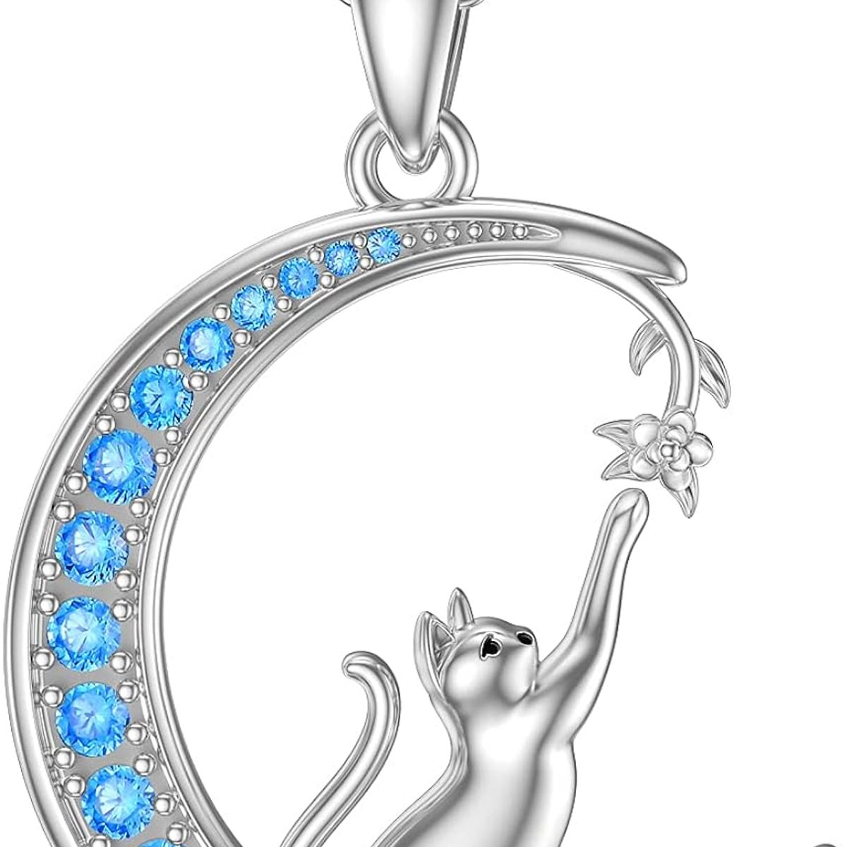 GENERICO - Collar plata 925 gato luna mujer regalo joya elegante