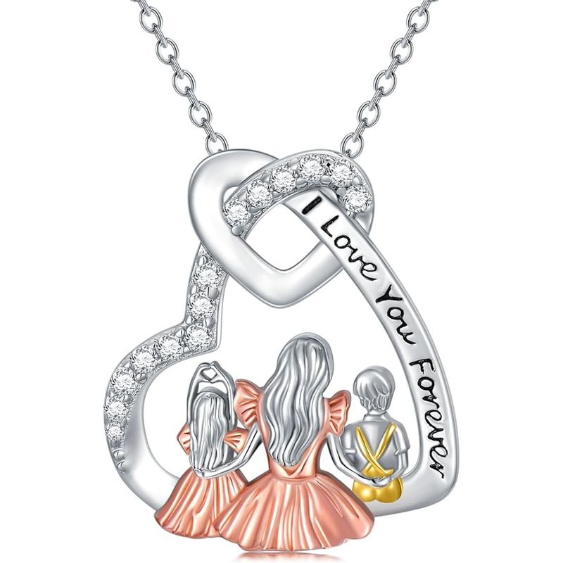 GENERICO - Collar mamá dos hijos plata 925