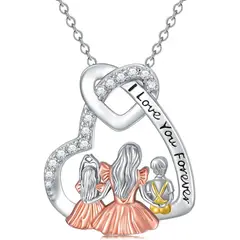 GENERICO - Collar mamá dos hijos plata 925