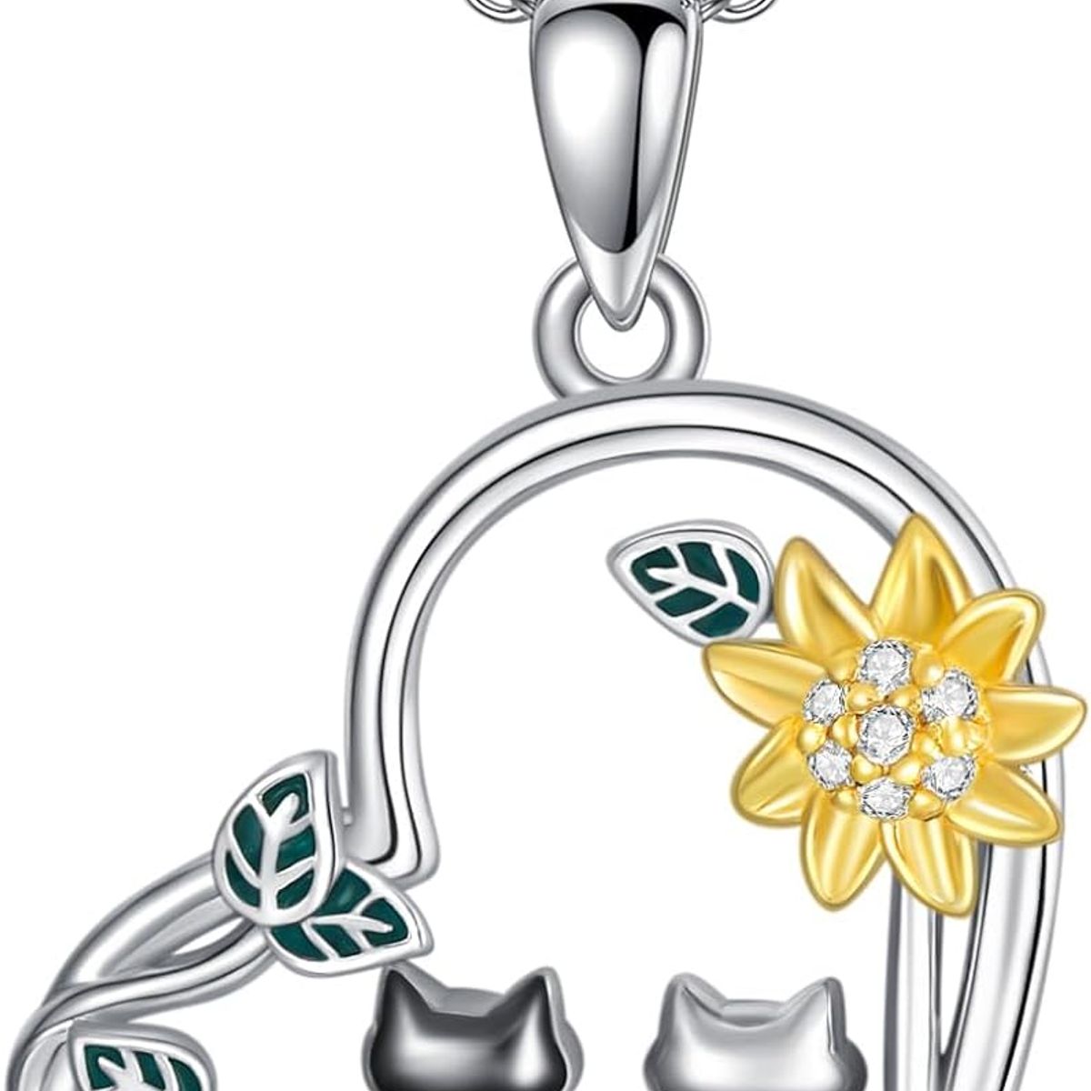 GENERICO - Collar dos gatos girasol plata 925