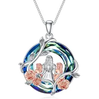 Collar mamá dos hijas cristal plata 925