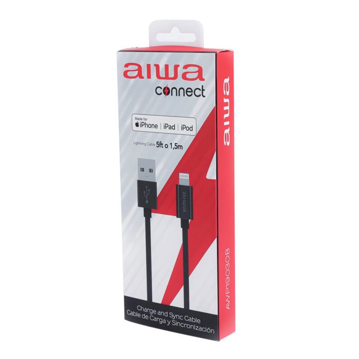 AIWA - Cable Usb Lightning 15m Mfi Aiwa Negro