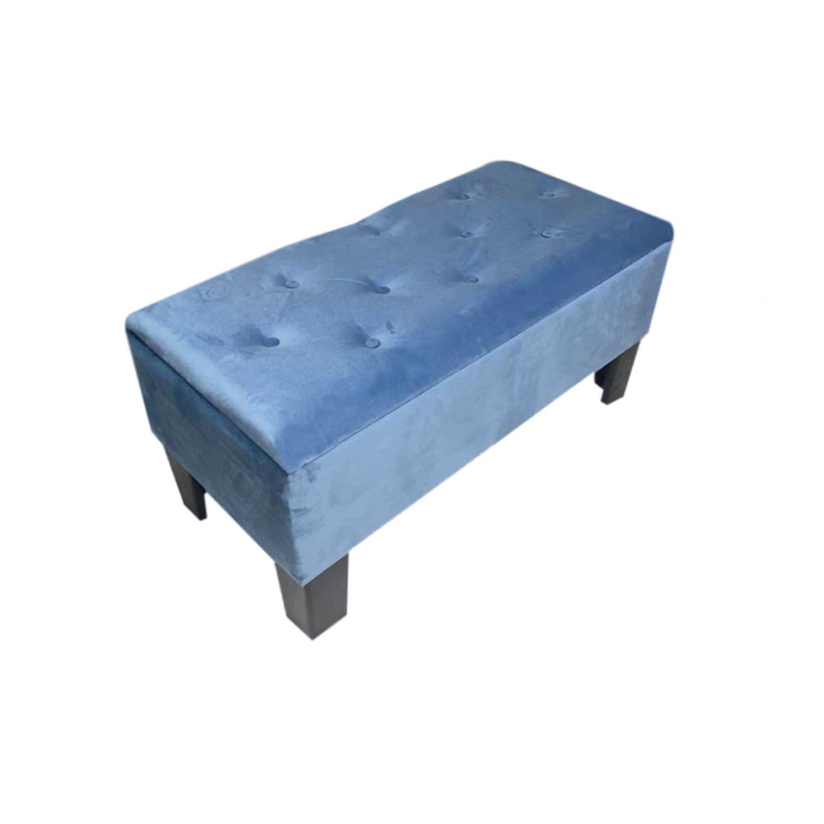 MUEBLES HVM - Banqueta Baúl Hvm Azul Petróleo Felpa