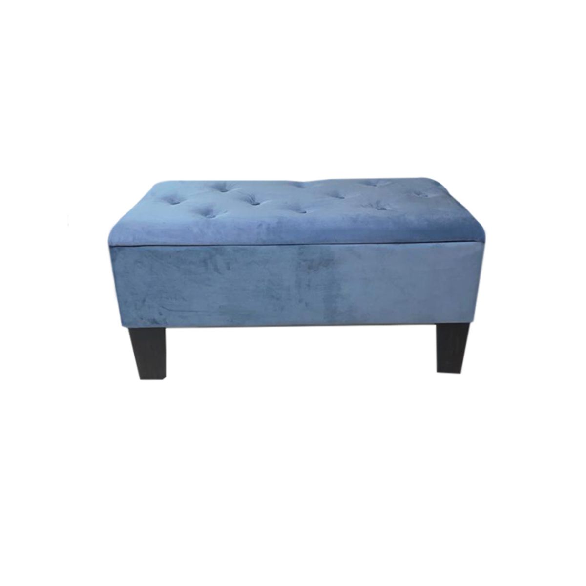 MUEBLES HVM - Banqueta Baúl Hvm Azul Petróleo Felpa
