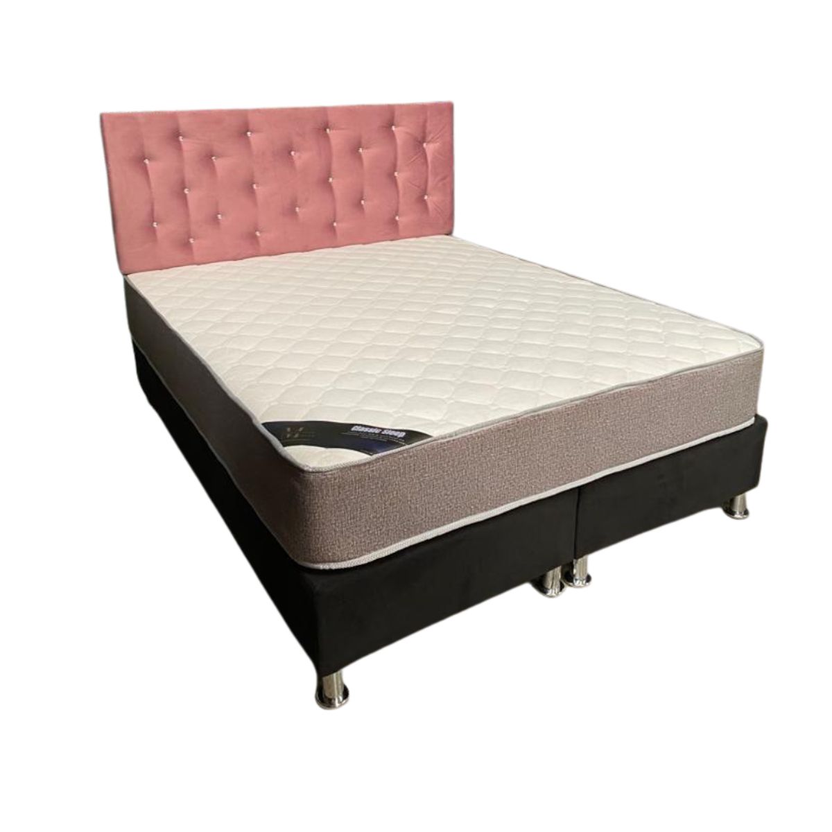 MUEBLES HVM - Cama HVM 2 Plaza Respaldo Palo Rosa Botone PMetal