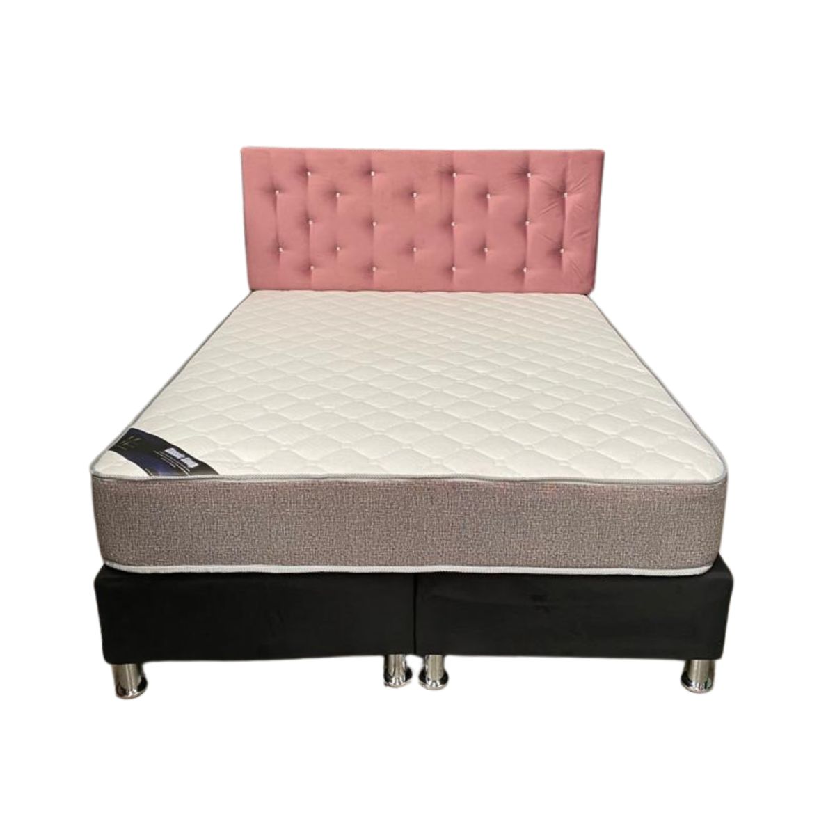 MUEBLES HVM - Cama HVM 2 Plaza Respaldo Palo Rosa Botone PMetal