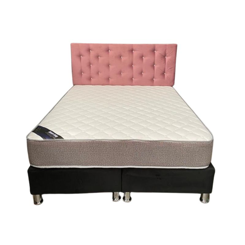 MUEBLES HVM - Cama HVM 2 Plaza Respaldo Palo Rosa Botone PMetal