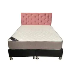 MUEBLES HVM - Cama HVM 2 Plaza Respaldo Palo Rosa Botone PMetal