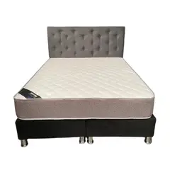 MUEBLES HVM - Cama HVM 2 Plaza Respaldo GRIS Botone PMetal