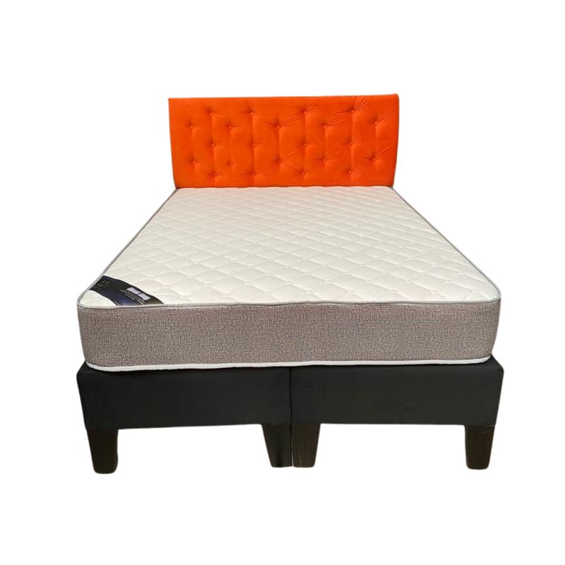 MUEBLES HVM - Cama HVM 2 Plaza Respaldo NARAJA Botone PMADERA