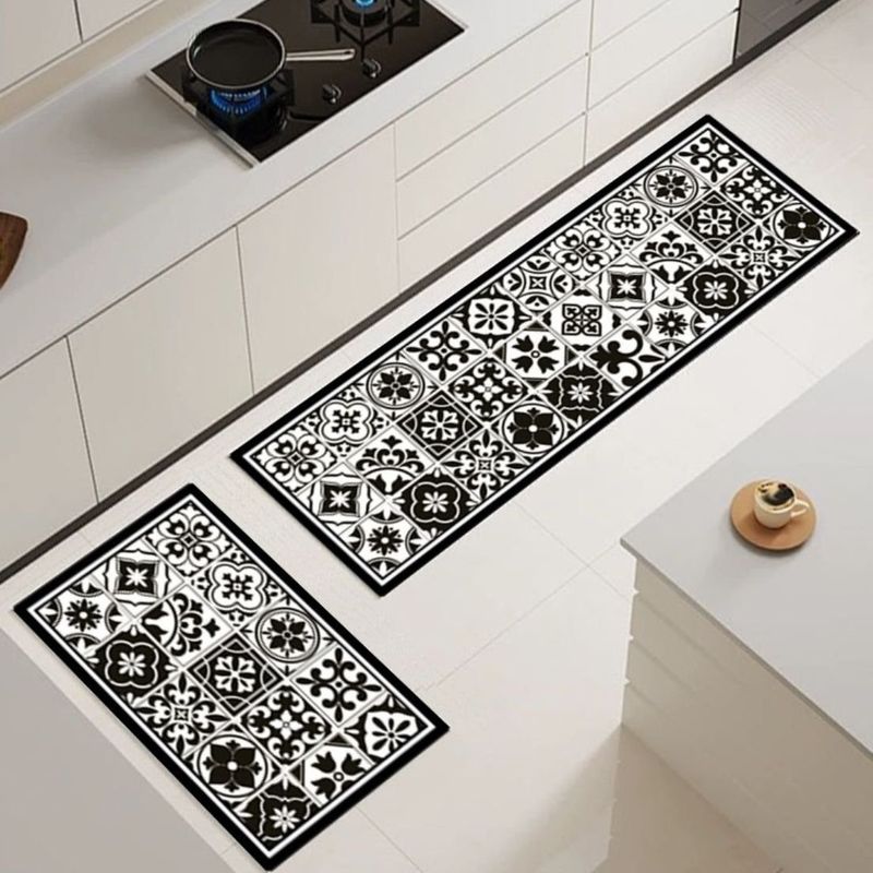 MANDIRHOME - Set 2 Alfombras de Cocina Baldosas 03 Antideslizante y Absorbente