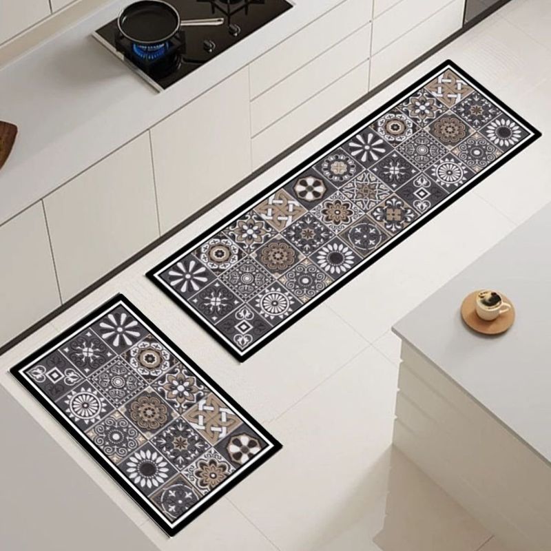 MANDIRHOME - Set 2 Alfombras de Cocina Baldosas 02 Antideslizante y Absorbente