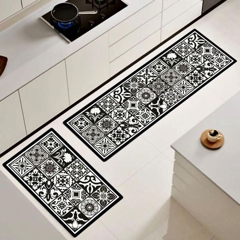 MANDIRHOME - Set 2 Alfombras de Cocina Baldosas 05 Antideslizante y Absorbente