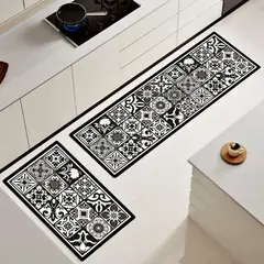 MANDIRHOME - Set 2 Alfombras de Cocina Baldosas 05 Antideslizante y Absorbente