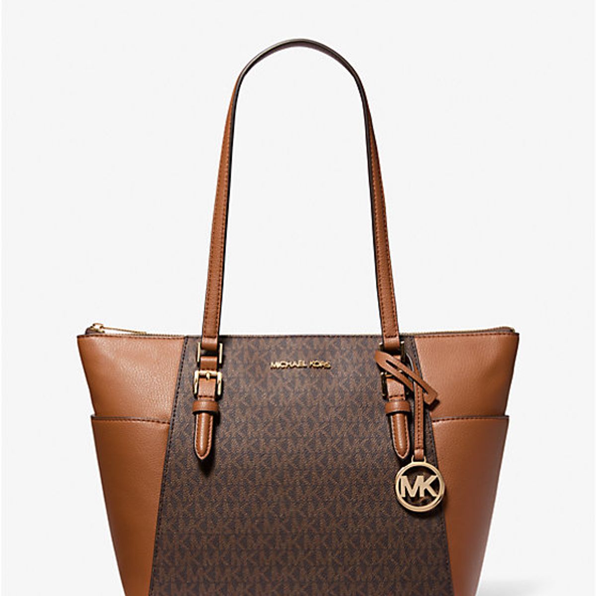 MICHAEL KORS - Cartera Michael Kors Tote Mediano Charlotte monograma camel