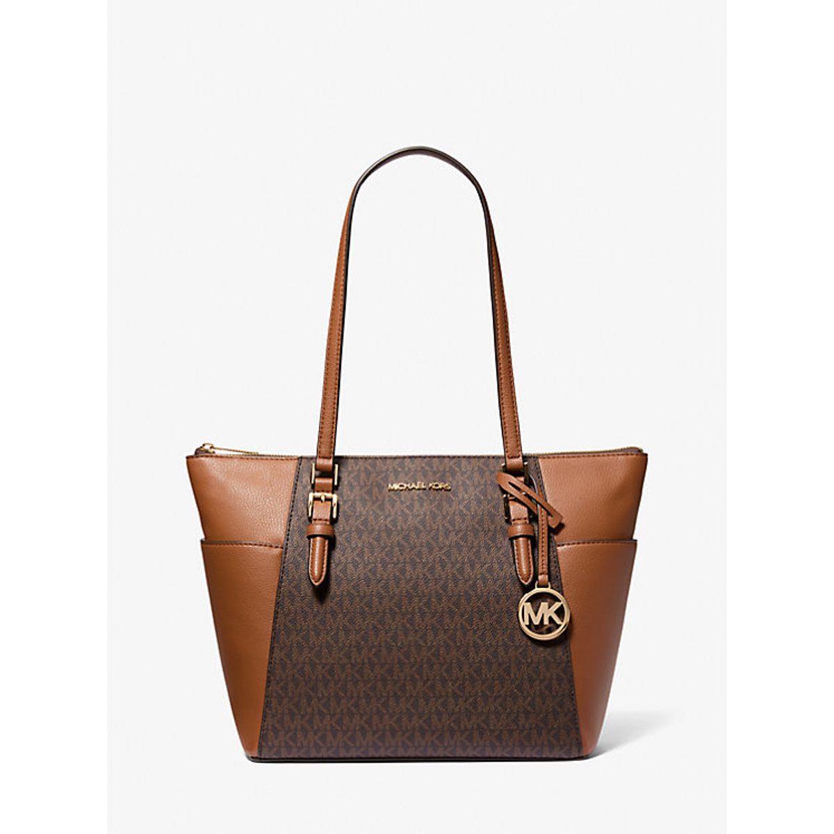 MICHAEL KORS - Cartera Michael Kors Tote Mediano Charlotte monograma camel
