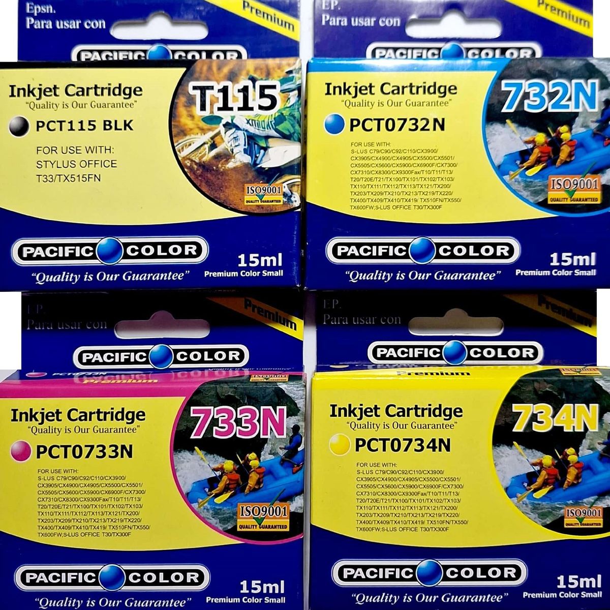 PACIFIC COLOR - Pack de Tinta Alternativa para Epson  73 y 115