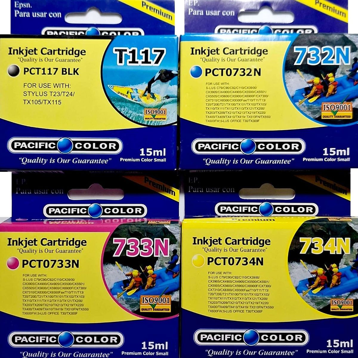 PACIFIC COLOR - Pack de Tinta Alternativa para Epson  73 y 117